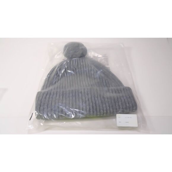 NWT LUXTON Women's Ribbed Cashmere Wool Pom Pom Beanie Hat NIB 220 Ash Grey - Picture 6 of 15